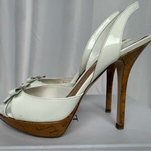 NIB Dior White Patent Slingback Leather Sandals Size 37.5